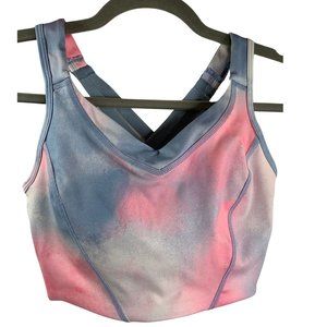 Wavy Savvy V-neck Padded Sports Bra Tie Dye Pink/Blue Size XS NWT